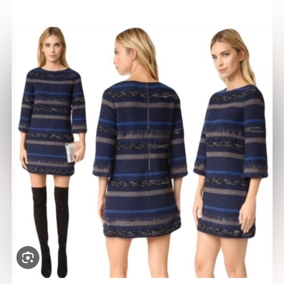 Alice + Olivia Dresses & Skirts - Alice + Olivia Navy and Charcoal Textured Dress size 2